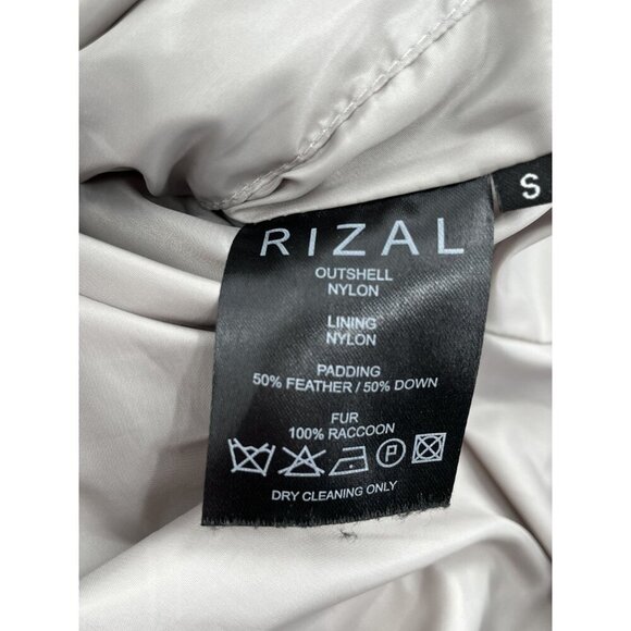 RIZAL Womens Quilted Down Puffer Coat Raccoon Fur Trim Belted Waist Small - Picture 14 of 16